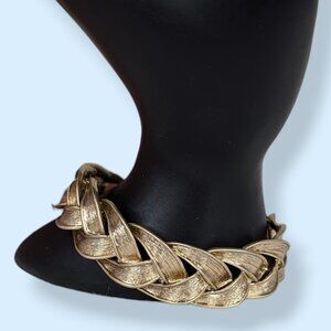 V. Gold Tone Braid Link Bracelet